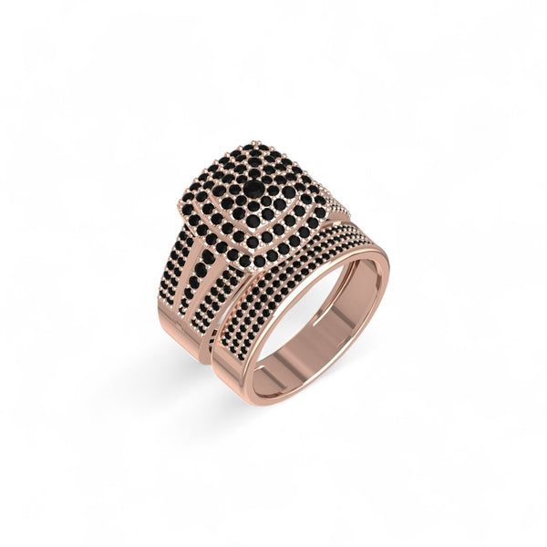 Item | Buy Omoni Cushion Cut Cluster Black Diamond Bride Set in 18KT Gold | SPOP Enterprise Global